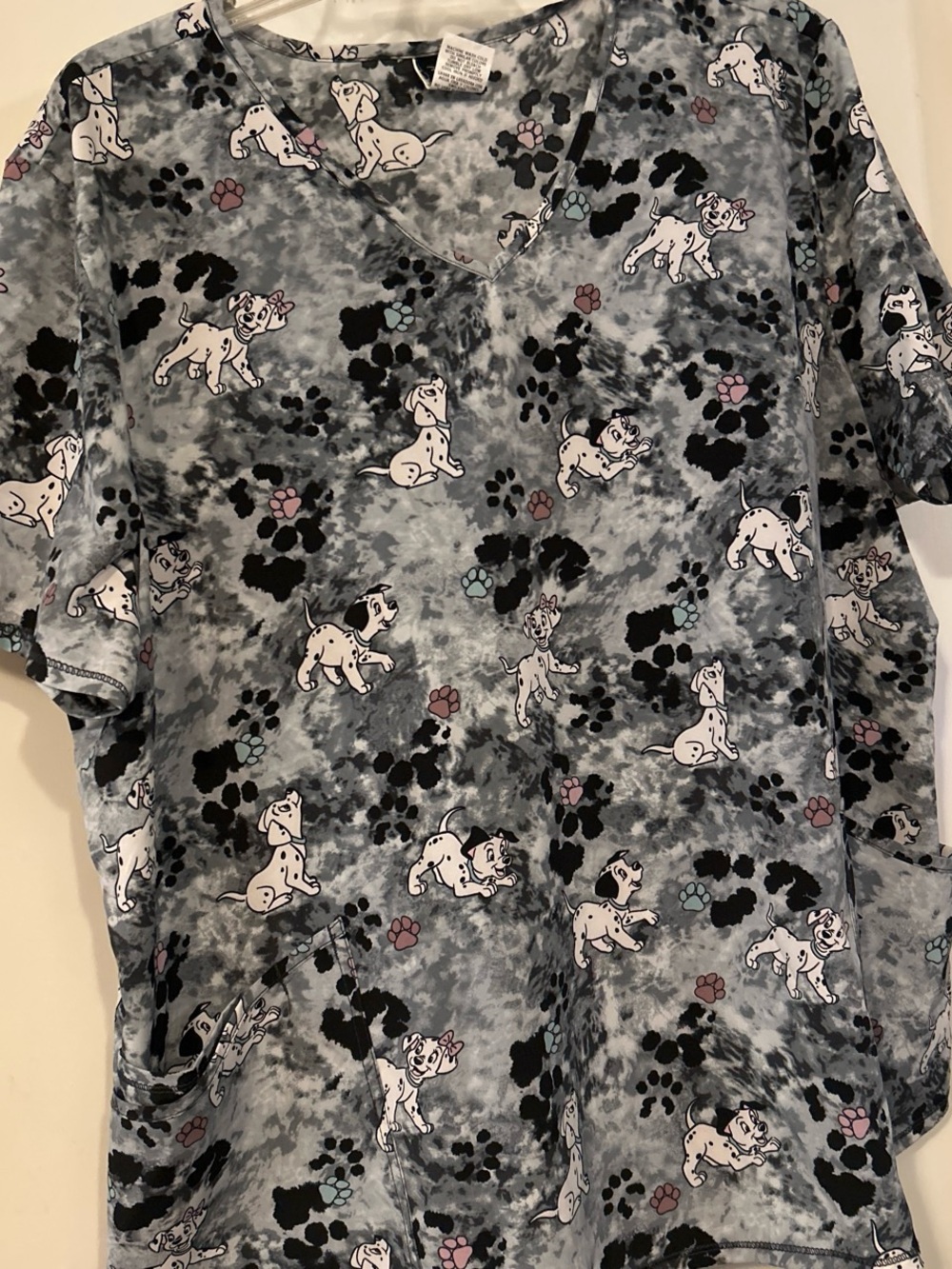 Disney Women's Gray Dalmatian Print Tunic with Pink & Teal Accents